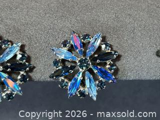 MaxSold Auction: Vintage Blue Marquise Starburst Signed Sherman Clip-On Earrings - London (Ontario, Canada) PARTNER MANAGED Downsizing Online Auction - Trillium Crescent