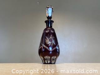 MaxSold Auction: Vintage Bohemian Ruby Red Cut-to-Clear Crystal Decanter - Pinwheel Pattern - London (Ontario, Canada) PARTNER MANAGED Downsizing Online Auction - Trillium Crescent