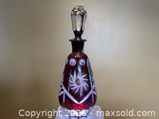 MaxSold Auction: Vintage Bohemian Ruby Red Cut-to-Clear Crystal Decanter - Pinwheel Pattern - London (Ontario, Canada) PARTNER MANAGED Downsizing Online Auction - Trillium Crescent