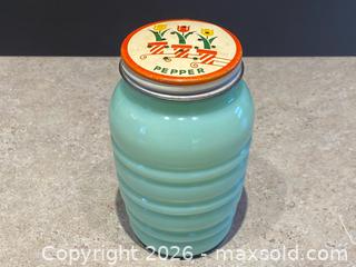 MaxSold Auction: Vintage Fire-King Jadeite "Beehive" Pepper Shaker - Tulip Lid - London (Ontario, Canada) PARTNER MANAGED Downsizing Online Auction - Trillium Crescent