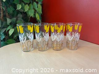 MaxSold Auction: Vintage Floral Drinking Glasses – Yellow Tulip Pattern - London (Ontario, Canada) PARTNER MANAGED Downsizing Online Auction - Trillium Crescent