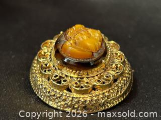 MaxSold Auction: Vintage Florenza Cameo Brooch – Gold Tone Filigree, Victorian Revival - London (Ontario, Canada) PARTNER MANAGED Downsizing Online Auction - Trillium Crescent