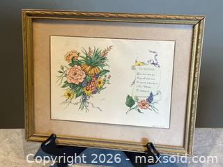 MaxSold Auction: Vintage Framed Floral Print – “To Mother” Sentimental Verse - London (Ontario, Canada) PARTNER MANAGED Downsizing Online Auction - Trillium Crescent