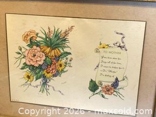 MaxSold Auction: Vintage Framed Floral Print – “To Mother” Sentimental Verse - London (Ontario, Canada) PARTNER MANAGED Downsizing Online Auction - Trillium Crescent