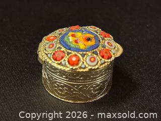 MaxSold Auction: Vintage Italian Micro Mosaic Pill Box – Miniature Round Trinket Box - London (Ontario, Canada) PARTNER MANAGED Downsizing Online Auction - Trillium Crescent