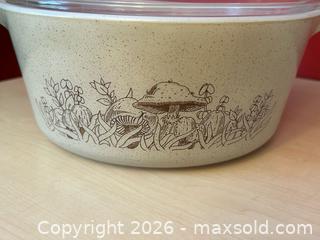 MaxSold Auction: Vintage Pyrex “Forest Fancy” Mushroom Casserole Dish with Lid – 2.5L (475-B) - London (Ontario, Canada) PARTNER MANAGED Downsizing Online Auction - Trillium Crescent