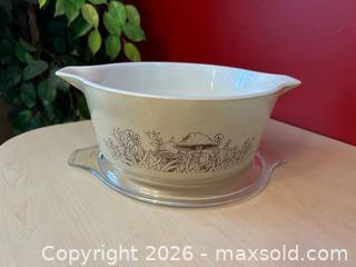 MaxSold Auction: Vintage Pyrex “Forest Fancy” Mushroom Casserole Dish with Lid – 2.5L (475-B) - London (Ontario, Canada) PARTNER MANAGED Downsizing Online Auction - Trillium Crescent