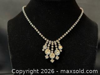 MaxSold Auction: Vintage Rhinestone Drop Necklace – Silver Tone | 15” L | Includes Box - London (Ontario, Canada) PARTNER MANAGED Downsizing Online Auction - Trillium Crescent