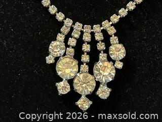 MaxSold Auction: Vintage Rhinestone Drop Necklace – Silver Tone | 15” L | Includes Box - London (Ontario, Canada) PARTNER MANAGED Downsizing Online Auction - Trillium Crescent