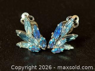 MaxSold Auction: Vintage Signed Sherman Blue Rhinestone Earrings - London (Ontario, Canada) PARTNER MANAGED Downsizing Online Auction - Trillium Crescent
