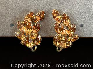 MaxSold Auction: Vintage Signed Sherman Topaz Rhinestone Earrings - London (Ontario, Canada) PARTNER MANAGED Downsizing Online Auction - Trillium Crescent