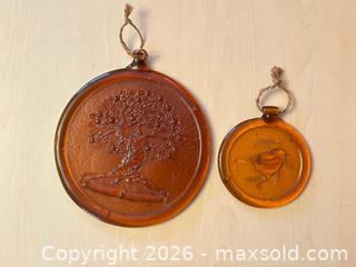 MaxSold Auction: Vintage Swedish Amber Glass Suncatchers - Tree & Bird - Set of 2 - London (Ontario, Canada) PARTNER MANAGED Downsizing Online Auction - Trillium Crescent