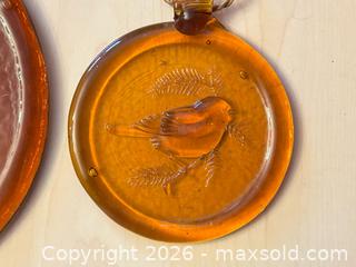 MaxSold Auction: Vintage Swedish Amber Glass Suncatchers - Tree & Bird - Set of 2 - London (Ontario, Canada) PARTNER MANAGED Downsizing Online Auction - Trillium Crescent
