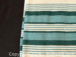 MaxSold Auction: Vintage Thick Cotton Blend Top Sheet – Green & Teal Stripe Accent - London (Ontario, Canada) PARTNER MANAGED Downsizing Online Auction - Trillium Crescent