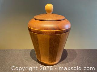 MaxSold Auction: Vintage Turned Wooden Lidded Canister – Inlaid Banding – Tall Form - London (Ontario, Canada) PARTNER MANAGED Downsizing Online Auction - Trillium Crescent