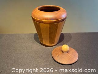 MaxSold Auction: Vintage Turned Wooden Lidded Canister – Inlaid Banding – Tall Form - London (Ontario, Canada) PARTNER MANAGED Downsizing Online Auction - Trillium Crescent