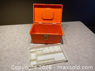 MaxSold Auction: Vintage Wilson Mfg. “Wil-Hold” Sewing Box – Orange - London (Ontario, Canada) PARTNER MANAGED Downsizing Online Auction - Trillium Crescent