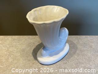 MaxSold Auction: White Glazed Ceramic Cornucopia Vase - London (Ontario, Canada) PARTNER MANAGED Downsizing Online Auction - Trillium Crescent