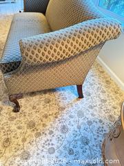 MaxSold Auction: Antique-Style 3-Seat Sofa with Carved Hardwood Legs - Greenburgh (New York, USA) SELLER MANAGED Moving Online Auction -  Sprain Road