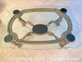 MaxSold Auction: Baroque Rococo Glass Top Coffee Table with Ornate Sea-Creature Base - Greenburgh (New York, USA) SELLER MANAGED Moving Online Auction -  Sprain Road