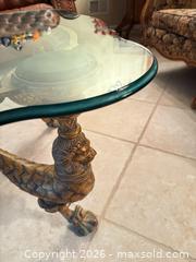 MaxSold Auction: Baroque Rococo Glass Top Coffee Table with Ornate Sea-Creature Base - Greenburgh (New York, USA) SELLER MANAGED Moving Online Auction -  Sprain Road