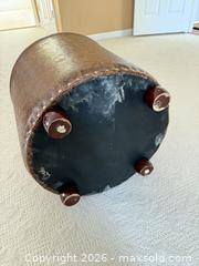 MaxSold Auction: Brown Faux Leather Ottoman with Embossed Floral Pattern - Greenburgh (New York, USA) SELLER MANAGED Moving Online Auction -  Sprain Road