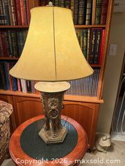MaxSold Auction: Classical Lion-Faced Pedestal Table Lamp with Bell Shade - Greenburgh (New York, USA) SELLER MANAGED Moving Online Auction -  Sprain Road
