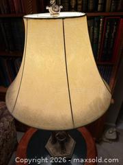 MaxSold Auction: Classical Lion-Faced Pedestal Table Lamp with Bell Shade - Greenburgh (New York, USA) SELLER MANAGED Moving Online Auction -  Sprain Road