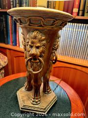 MaxSold Auction: Classical Lion-Faced Pedestal Table Lamp with Bell Shade - Greenburgh (New York, USA) SELLER MANAGED Moving Online Auction -  Sprain Road