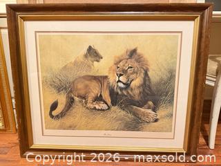 MaxSold Auction: Framed Charles Fracé (attributed) Lion Print, 1970s - Greenburgh (New York, USA) SELLER MANAGED Moving Online Auction -  Sprain Road