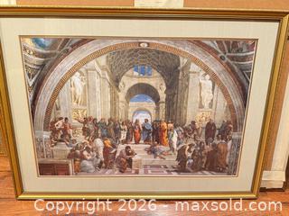 MaxSold Auction: Framed Raphael Reproduction (School of Athens), Gold Tone Frame - Greenburgh (New York, USA) SELLER MANAGED Moving Online Auction -  Sprain Road