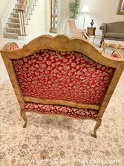 MaxSold Auction: French Louis XV Gilt Wood Armchair with Red Gold Brocade Upholstery - Greenburgh (New York, USA) SELLER MANAGED Moving Online Auction -  Sprain Road