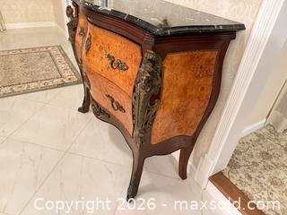 MaxSold Auction: French Louis XV Style Burl Wood Marble-Top Commode (2-Drawer) - Greenburgh (New York, USA) SELLER MANAGED Moving Online Auction -  Sprain Road