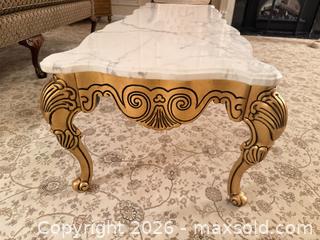 MaxSold Auction: French Provincial Marble Top Coffee Table with Gold Wood Base - Greenburgh (New York, USA) SELLER MANAGED Moving Online Auction -  Sprain Road