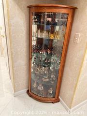 MaxSold Auction: Oak Wood Frame Curio Cabinet with Glass Panels (48–60 in) - Greenburgh (New York, USA) SELLER MANAGED Moving Online Auction -  Sprain Road