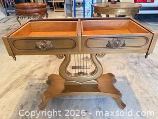 MaxSold Auction: Pelham / Shell & Leckie Gilded Lyre-Base Marble Top Console Table - Greenburgh (New York, USA) SELLER MANAGED Moving Online Auction -  Sprain Road