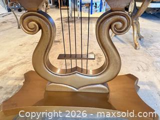 MaxSold Auction: Pelham / Shell & Leckie Gilded Lyre-Base Marble Top Console Table - Greenburgh (New York, USA) SELLER MANAGED Moving Online Auction -  Sprain Road