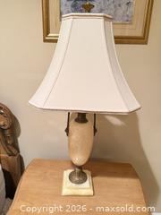 MaxSold Auction: Traditional Marble & Metal Table Lamp with Cream Shade - Greenburgh (New York, USA) SELLER MANAGED Moving Online Auction -  Sprain Road