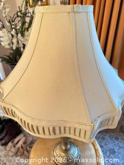 MaxSold Auction: Traditional Vintage Cast Metal Table Lamp with Cream Fabric Shade - Greenburgh (New York, USA) SELLER MANAGED Moving Online Auction -  Sprain Road