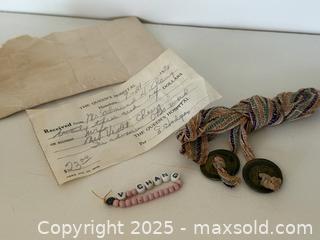 MaxSold Auction: Antique 1920's Birth Receipt, Baby Bracelet and fabric with Asian coins - Los Altos (California, USA) SELLER MANAGED Estate Sale Online Auction - Newcastle Drive