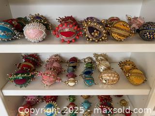 MaxSold Auction: HUGE Vintage Handmade Pushpin Sequin Pearl Bead Beaded Christmas Tree Ornaments 2 of 2 - Los Altos (California, USA) SELLER MANAGED Estate Sale Online Auction - Newcastle Drive