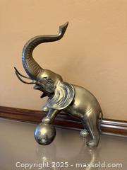 MaxSold Auction: Large Vintage Solid Brass Lucky Elephant “Trunks Up” Figurine Balancing on Ball - Los Altos (California, USA) SELLER MANAGED Estate Sale Online Auction - Newcastle Drive