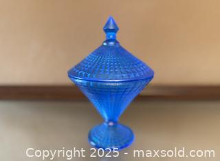 MaxSold Auction: RARE Vintage Fenton Diamond Optics Cone Candy Jar WITH Lid - Los Altos (California, USA) SELLER MANAGED Estate Sale Online Auction - Newcastle Drive