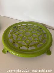 MaxSold Auction: Vintage Fitz & Floyd Los Altos Nursery and Floral Dept Green Enameled Metal Vase Base Stand, Footed - Los Altos (California, USA) SELLER MANAGED Estate Sale Online Auction - Newcastle Drive