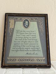 MaxSold Auction: Vintage Framed Art: Abraham Lincoln Quote - Los Altos (California, USA) SELLER MANAGED Estate Sale Online Auction - Newcastle Drive