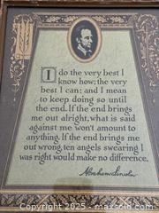 MaxSold Auction: Vintage Framed Art: Abraham Lincoln Quote - Los Altos (California, USA) SELLER MANAGED Estate Sale Online Auction - Newcastle Drive