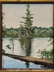 MaxSold Auction: Vintage Framed Art: Original Landscape Oil Painting by R. Hutchinson 1 of 2 - Los Altos (California, USA) SELLER MANAGED Estate Sale Online Auction - Newcastle Drive