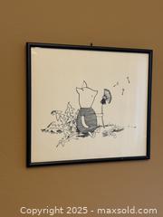 MaxSold Auction: Vintage Framed Art: Original Winnie the Pooh Illustration 2 of 5 - Piglet Blowing a Dandelion - Los Altos (California, USA) SELLER MANAGED Estate Sale Online Auction - Newcastle Drive