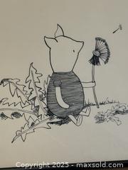 MaxSold Auction: Vintage Framed Art: Original Winnie the Pooh Illustration 2 of 5 - Piglet Blowing a Dandelion - Los Altos (California, USA) SELLER MANAGED Estate Sale Online Auction - Newcastle Drive
