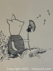 MaxSold Auction: Vintage Framed Art: Original Winnie the Pooh Illustration 2 of 5 - Piglet Blowing a Dandelion - Los Altos (California, USA) SELLER MANAGED Estate Sale Online Auction - Newcastle Drive